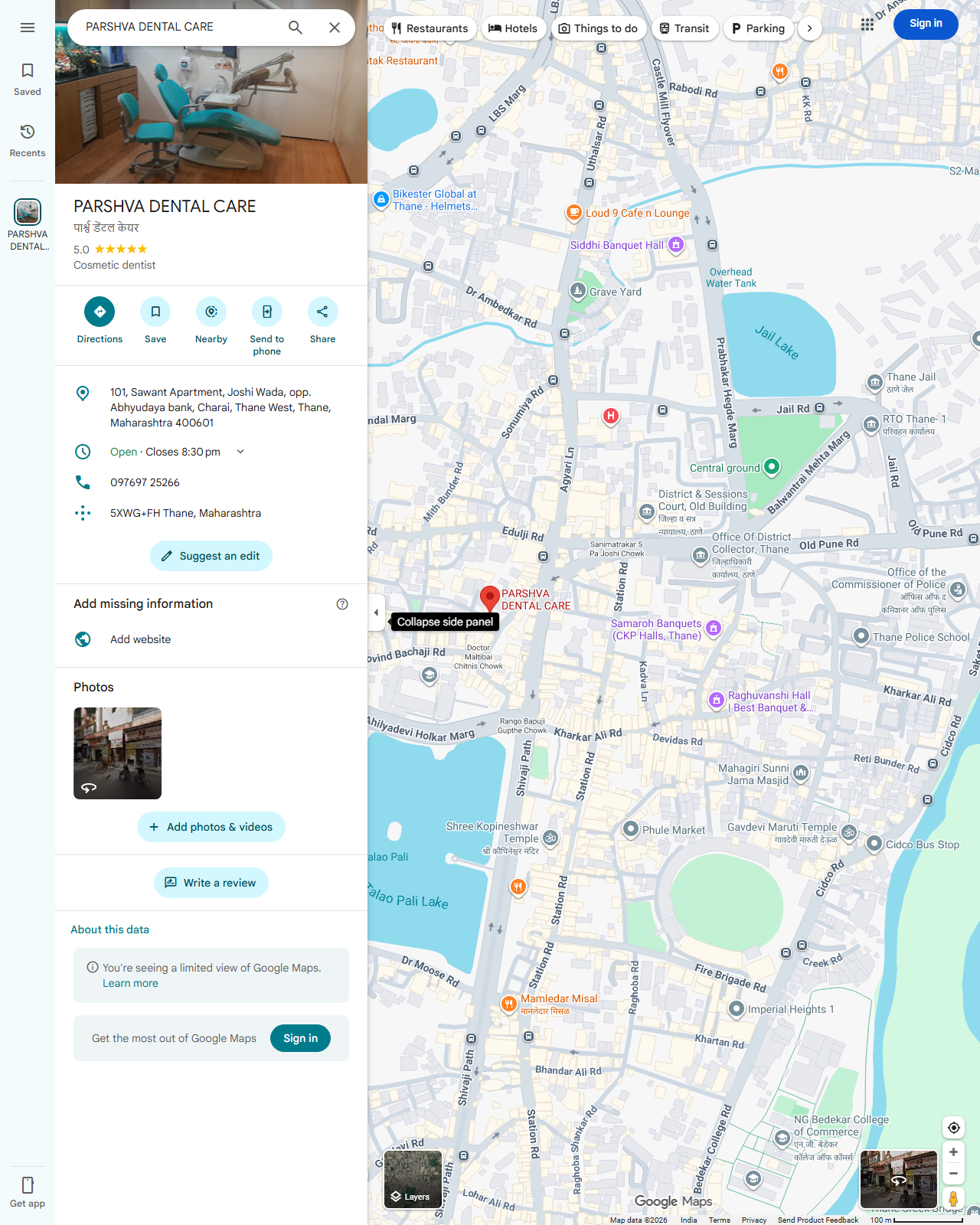 Live screenshot of the Google listing