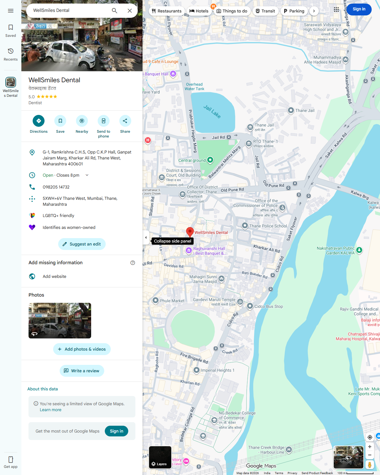 Live screenshot of the Google listing